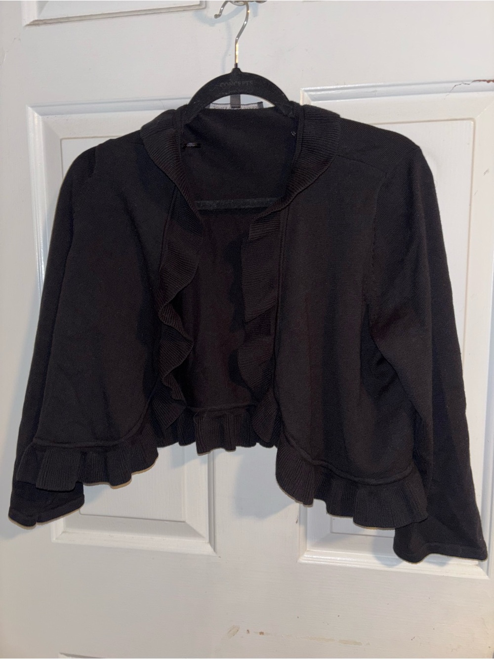 Jones Wear Dress Black Ruffled Shrug